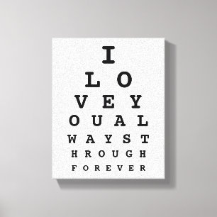 I Love You Eye Chart Canvas Print