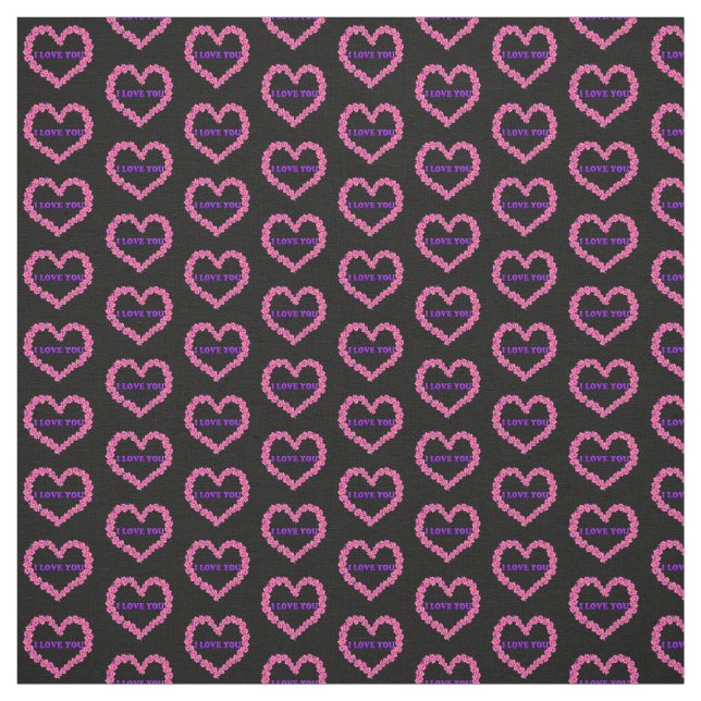 I Love You Fabric Black Background (Swatch)