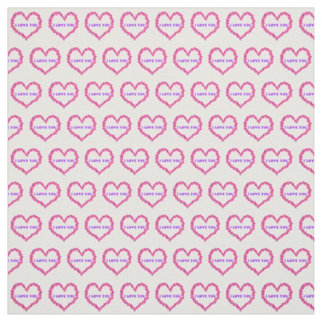 I Love You Fabric White Background (Swatch)