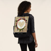 I Love You Fancy Golden Heart with Floral Frame