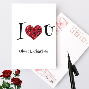 I Love You Floral Typography Heart Valentines Day Holiday Postcard