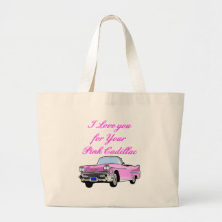 I Love You For Your Pink Cadillac Vintage 50s Large Tote Bag