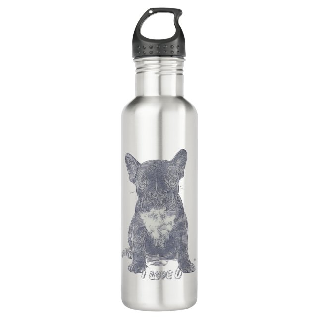 I Love YOU - French Bulldog  710 Ml Water Bottle (Front)