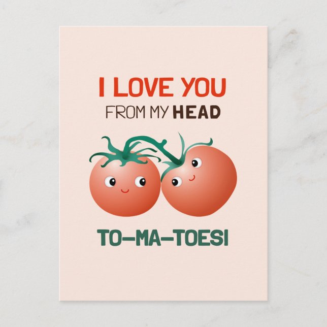 I love you from my head to my toes cute tomatoes p postcard (Front)