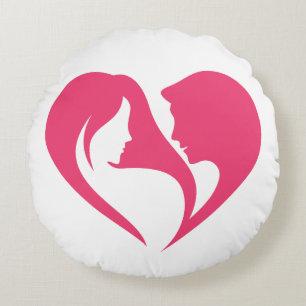 I Love You from the Heart. Round Pillow