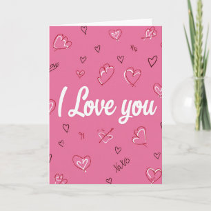 I Love You Fuchsia Pink Card