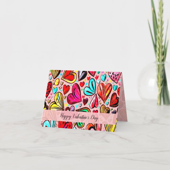 I LOVE YOU FUNKY-HEART PATTERN DESIGN CARD (Front)