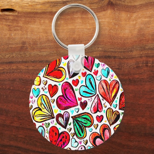 I LOVE YOU FUNKY-HEART PATTERN VALENTINE'S KEYCHAIN (Front)