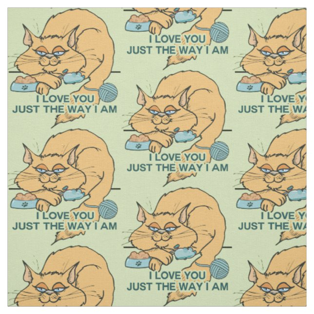 I Love You Funny Cat Graphic Saying Fabric (Swatch)