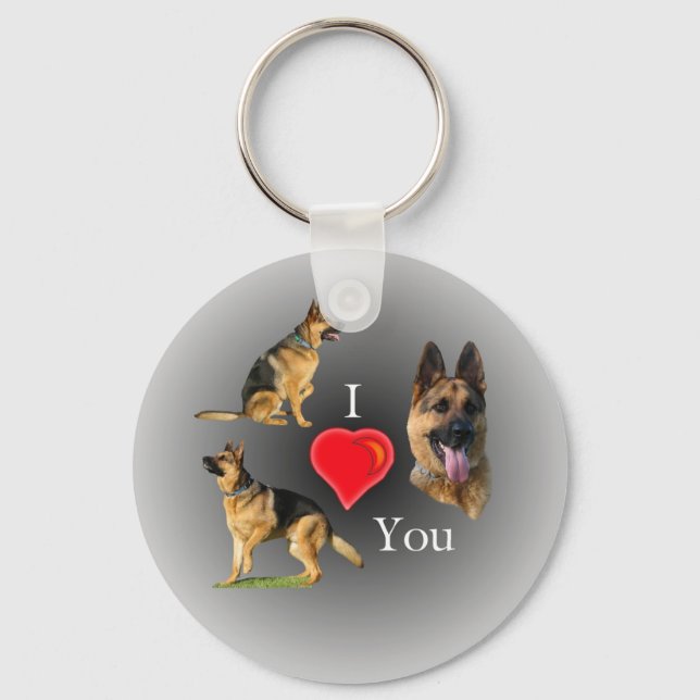 I Love You German Shepherd Keychain (Front)