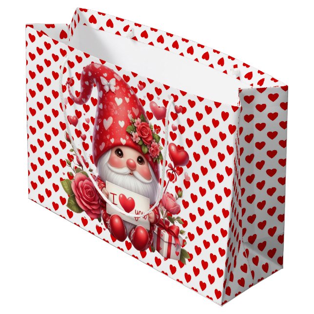 I Love You Gnome  Large Gift Bag (Back Angled)