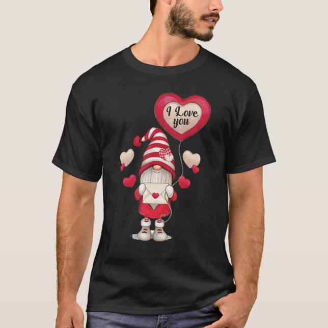 I Love You Gnome Valentines Day Cute V Day Pajama T-Shirt (Front)