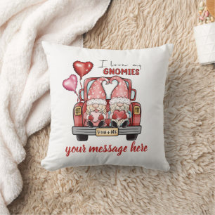 I love you gnomies Personalized Valentines Throw Pillow