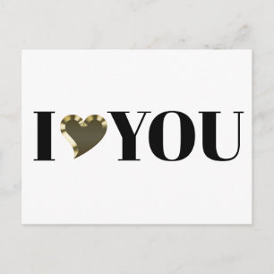 I Love You gold heart bold modern typography Postcard
