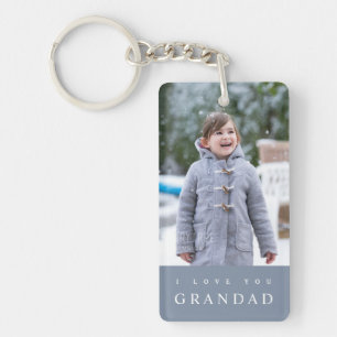 I Love You Grandad Modern Blue 2 Photo Keychain