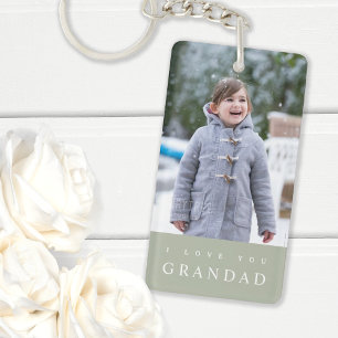 I Love You Grandad Modern Sage Green 2 Photo Keychain