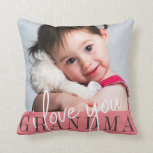 I Love You Grandma Custom Photo Throw Pillow