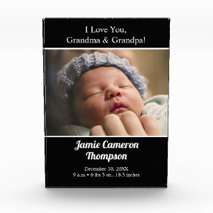 I Love you Grandma Grandpa baby photo birth Block