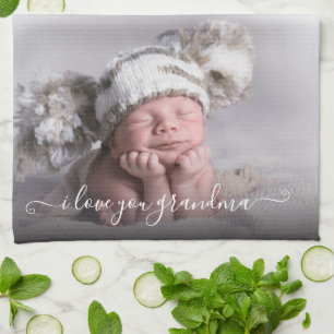 I Love You Grandma Photo Template Kitchen Towel