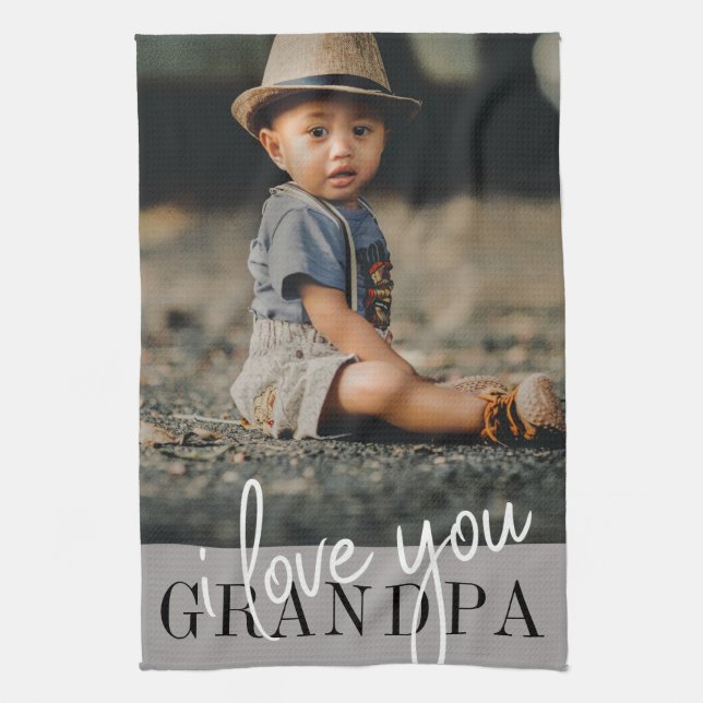 I Love You Grandpa Custom Photo Kitchen Towel (Vertical)