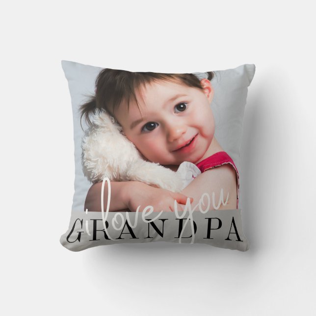 I Love You Grandpa Custom Photo Throw Pillow (Front)