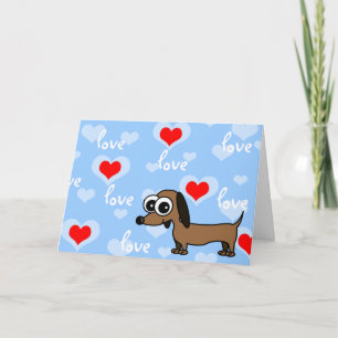 I Love You Greeting Card with Cartoon Dachshund