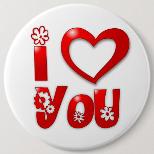 "I LOVE YOU" GROOVY FLOWERS BUTTON