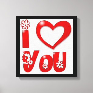 "I LOVE YOU" GROOVY FLOWERS CANVAS PRINT
