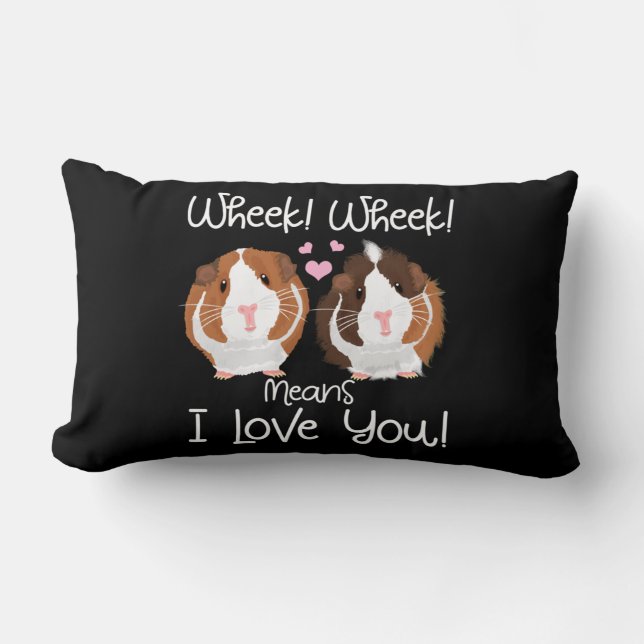 I Love You Guinea Pig Cavy Roddent Lumbar Pillow (Front)