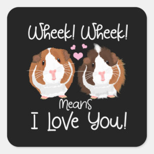 I Love You Guinea Pig Cavy Roddent Square Sticker