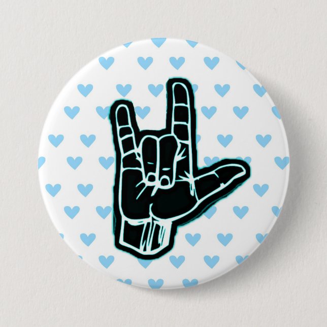 I Love You (Hand ASL) 3 Inch Round Button (Front)