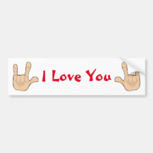 I LOVE YOU HAND GESTURE BUMPER STICKER