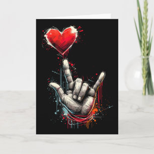 I Love You Hand Sign Asl Heart Women Kids Men Vale Card