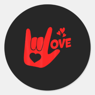 I Love You Hand Sign Asl Valentine Day Funny Wome Classic Round Sticker