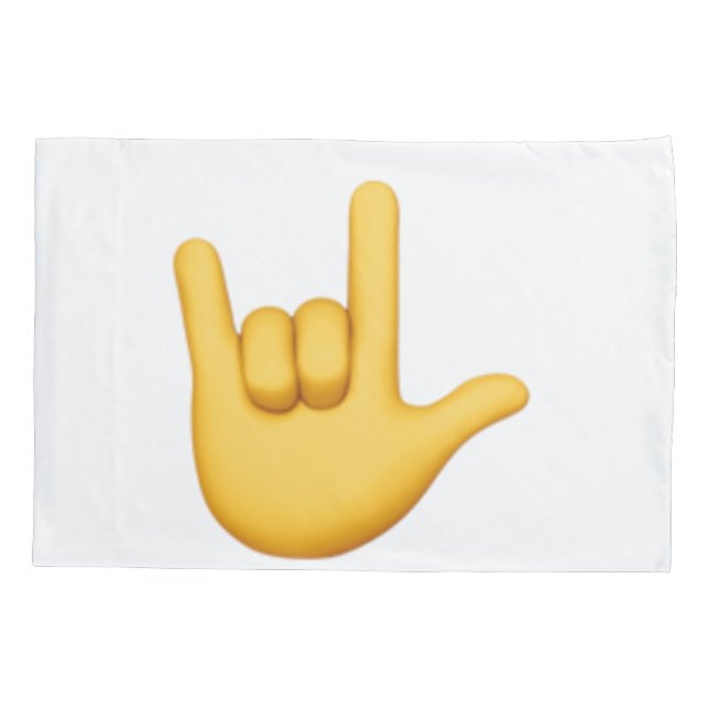 I Love You Hand Sign - Emoji Pillowcase (Back)