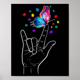 I Love You Hand Sign Language Butterfly Autism Awa