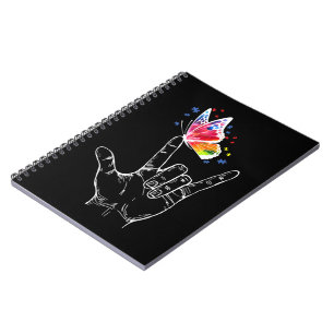 I Love You Hand Sign Language Butterfly Autism Notebook