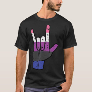 I Love You Hand Sign Language Genderfluid Pride Fl T-Shirt