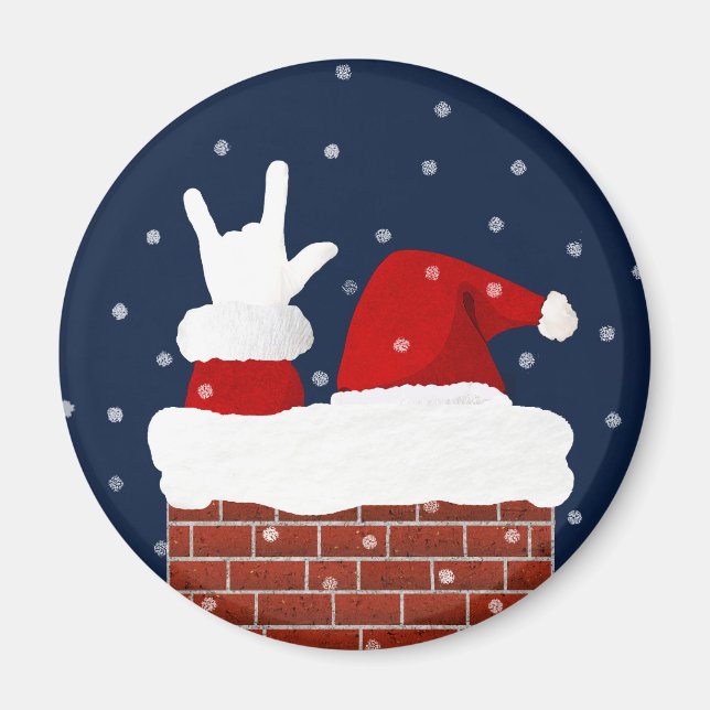 I Love You Handshape ASL Père Noël Magnet de Noël (Devant)