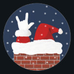 I Love You Handshape ASL Santa Christmas Sticker<br><div class="desc">On a snowy Christmas night,  Santa Claus signs "I Love You" in American Sign Language as he goes down the chimney to deliver gifts.</div>