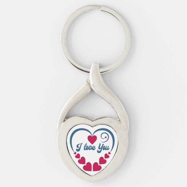 I Love You. Happy Valentine Day Gift Keychain (Front)