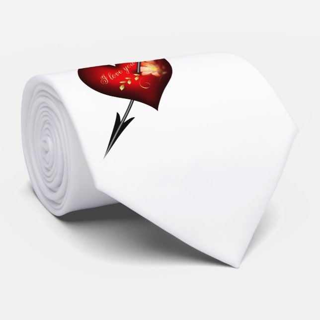 I Love you heart and arrow Tie (Rolled)