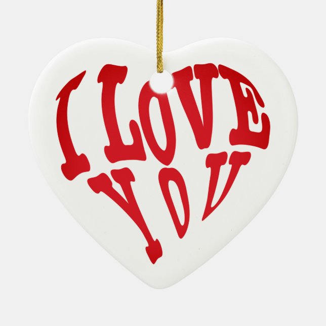 I Love You Heart Ceramic Ornament (Back)