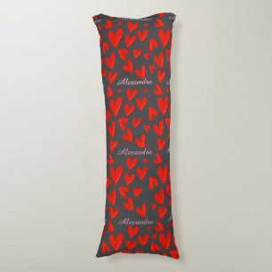 “I Love You” Heart Dark Grey Name  Body Pillow