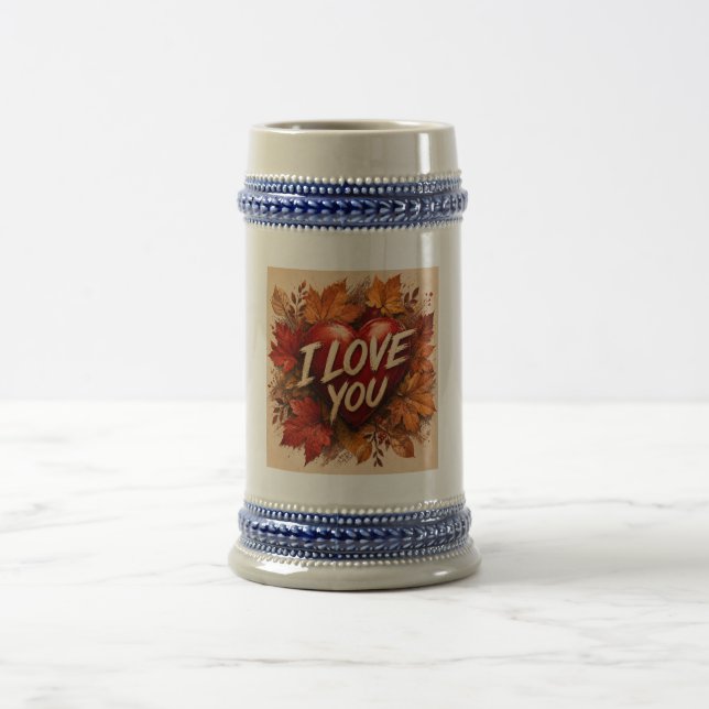 I Love You Heart Design Beer Stein (Center)