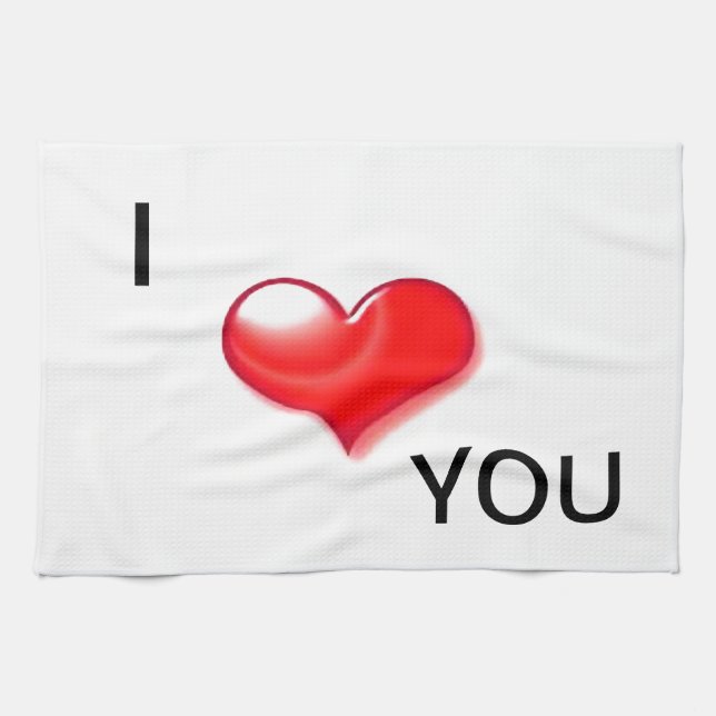 I Love You Heart Kitchen Towel (Horizontal)