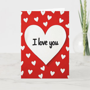 I Love You Hearts Pattern Matte Card