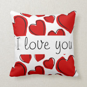 I Love You - Hearts Throw Pillow