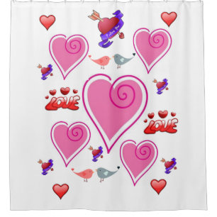 i love you hearts valentines day showercurtain