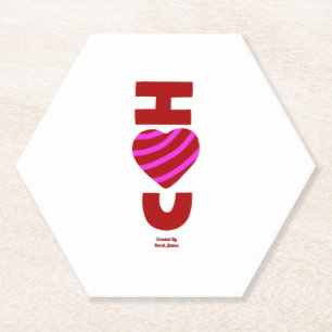 I Love You Hexagon Paper Coaster